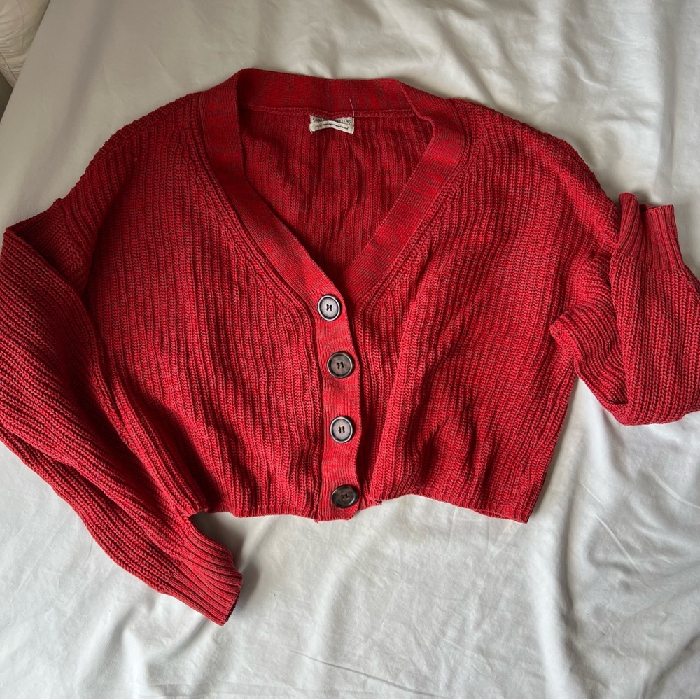 Urban Outfitters Red Button-Up Cardigan